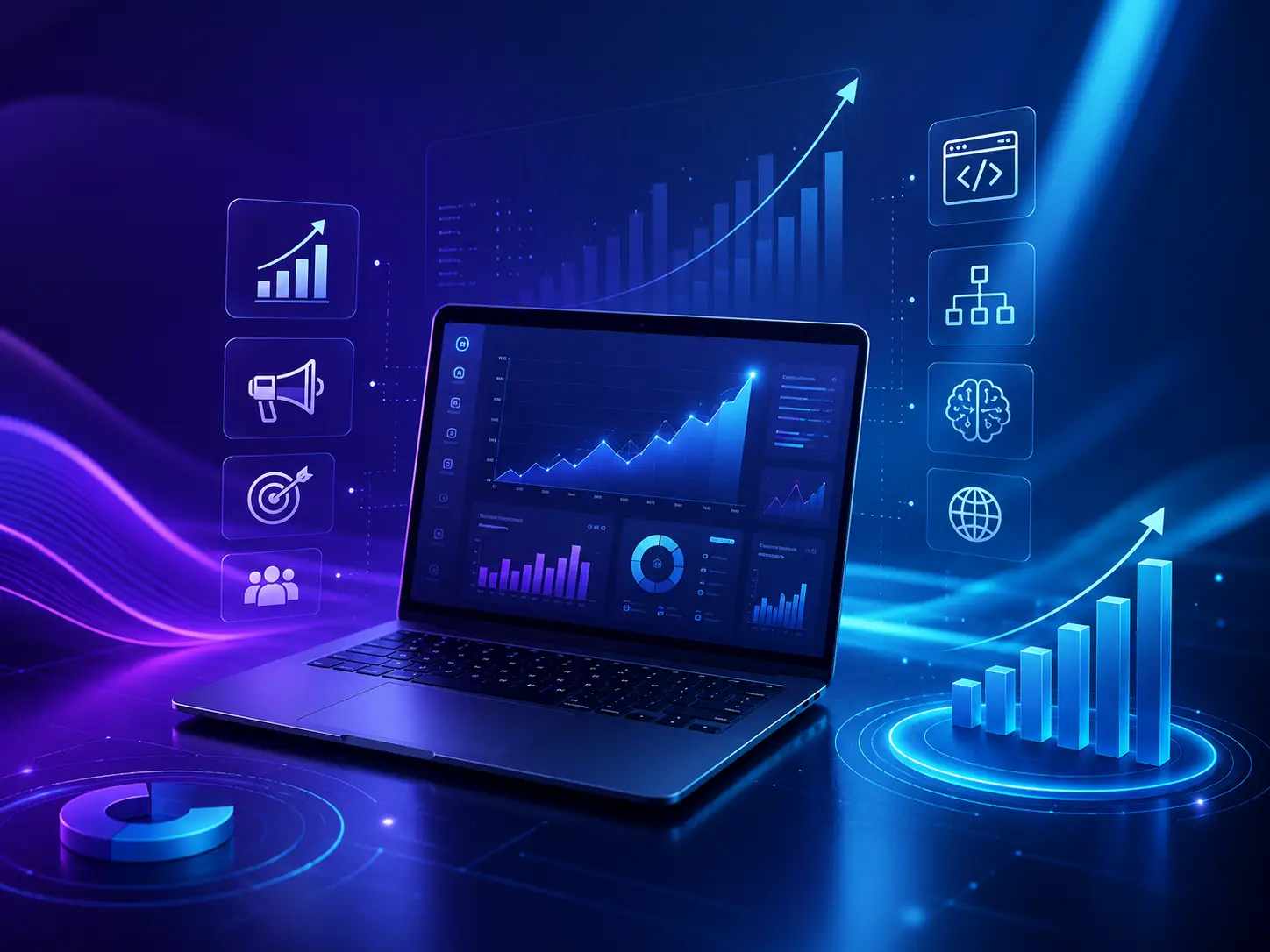 Equipo de marketing y tecnología trabajando en estrategia digital